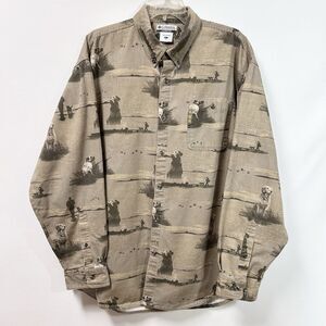 Columbia River Lodge Lab Retriever Print Shirt Duck Hunt Mens XL Long Sleeve